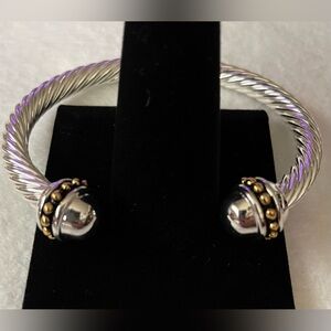 Beautiful Twisted Cable Bangle Stainless Steel with Silver Ball, NWOT!